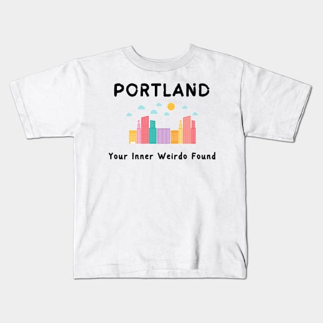 Inner Weirdo Found |Portland Slogan Kids T-Shirt by Sura